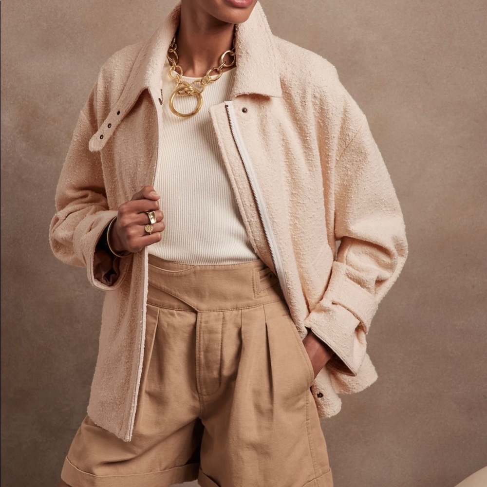 NWT Ivory Oversized Balmacaan Jacket | Banana Republic | Size S
